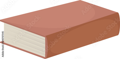 Closed brown hardcover thick book or novel vector illustration isolated on white background