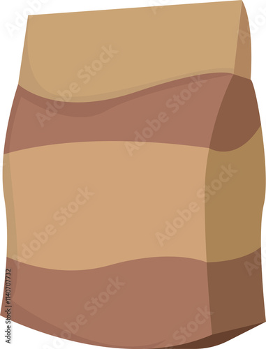 Brown craft paper bag food packaging pouch mockup vector illustration isolated on white background