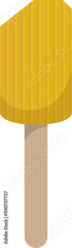 Yellow popsicle ice cream on wooden stick summer frozen dessert vector illustration isolated on white background