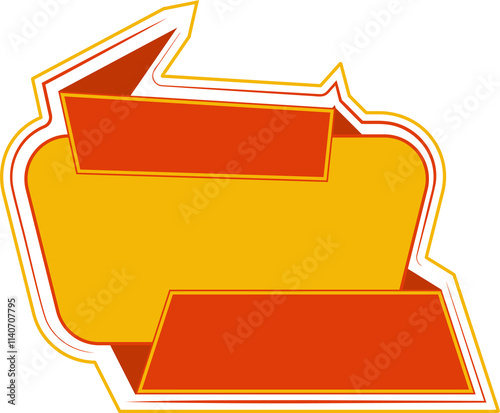 Bright red and yellow blank sale banner ribbon label vector illustration isolated on white background