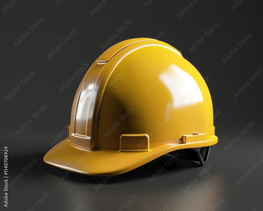 3D Helmet. Construction Safety Icon for Industry Work with Yellow Colored Design 3D Helmet. Construction Safety Icon for Industry Work with Yellow Colored Design