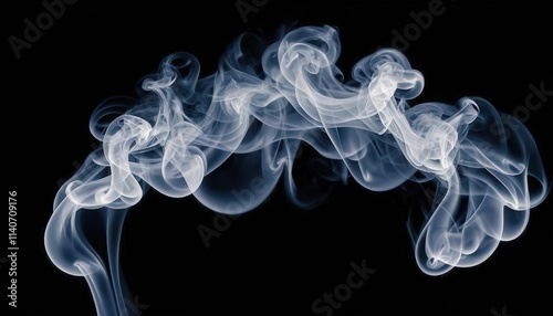 Abstract Smoke fog on black Background white cloudiness, mist or smog moves on black background withb beautiful swirling gray smoke (1) photo