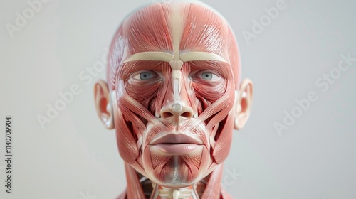 Anatomy of the Face. Collection of Head Muscles and Bones in 3D Render Illustration