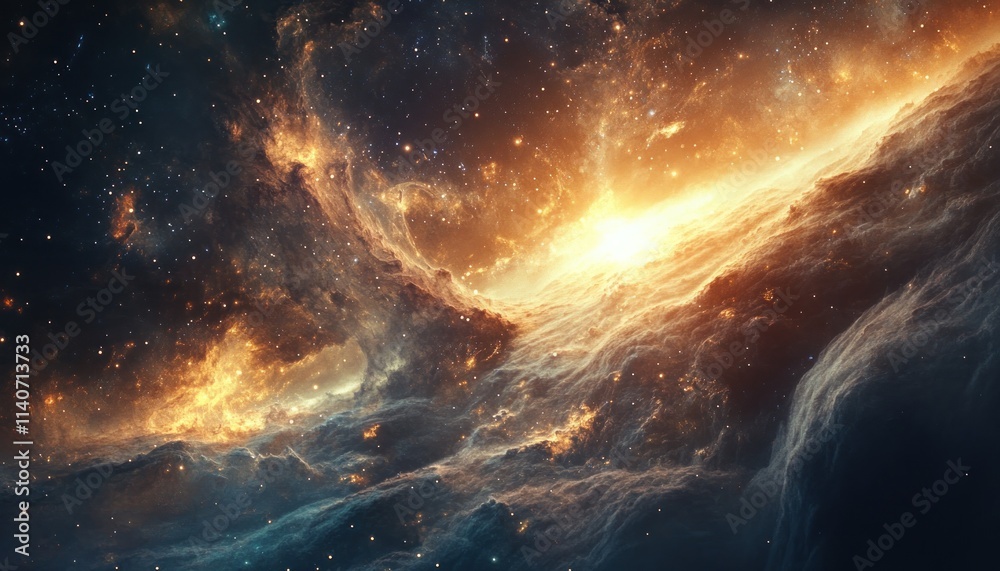 Obraz premium A Stellar Nebula with Swirling Gaseous Clouds and a Bright Center