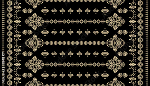 Motifs African boho paisley Floral Ikat pattern embroidery border. Ethnic ikat floral Ethnic Indian Pattern Ikat pattern Ethnic Pattern.Border indian floral Aztec embroidery border seamless patterns.