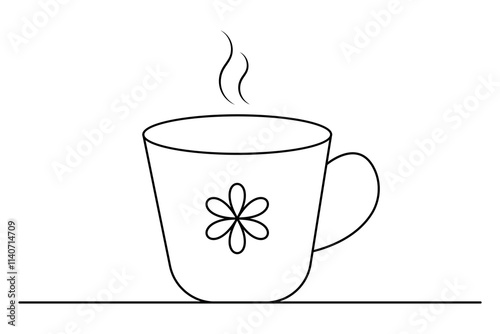 Coffee cup continuous one line art drawing of isolated outline vector illustration design