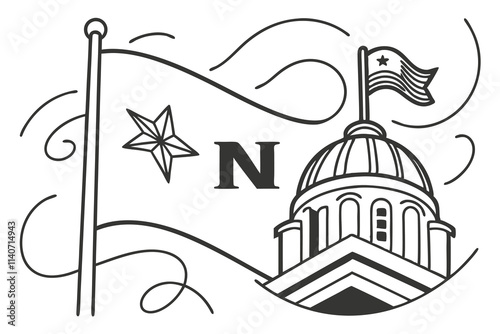 a vector logo design with the text n main symbol