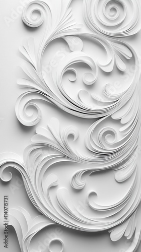 Elegant light gray paper texture with swirling patterns and intricate designs