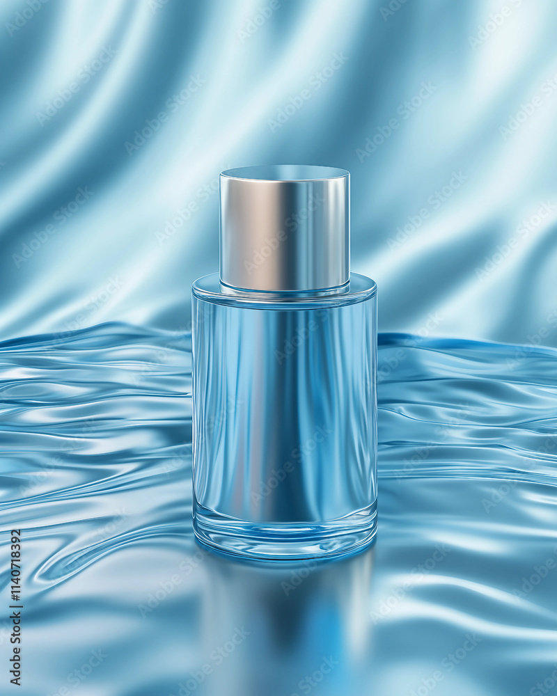 Fragrance Bottle on Blue Fabric