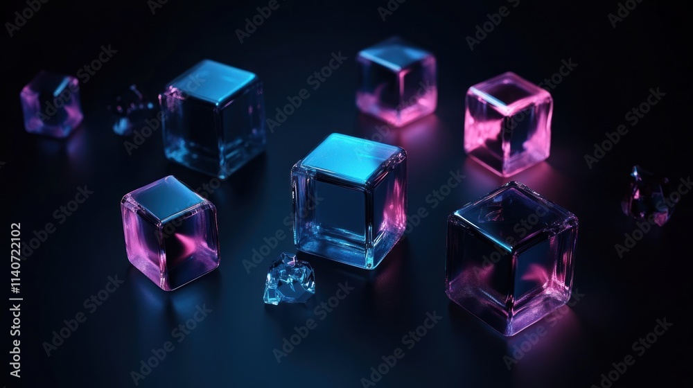 Neon Cubes: A Digital Abstract of Glowing Glass Neon Cubes: A Digital Abstract of Glowing Glass