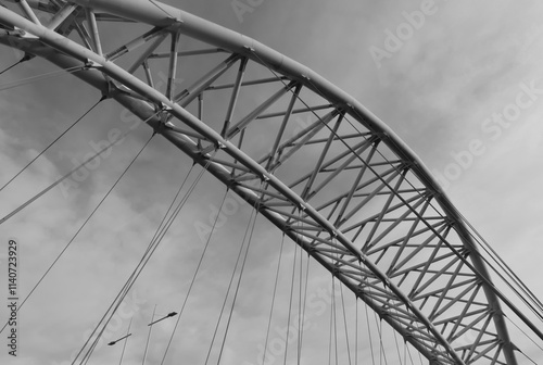 bottom view of the modern architecture of the Spizzichino bridge in Rome