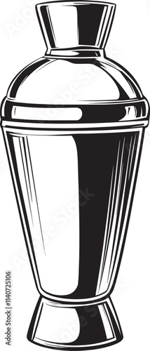 Isolated hands holding a cocktail shaker, in line art style