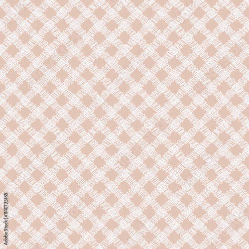 Scribble criss cross seamless pattern in cannoli cream and cream tan color