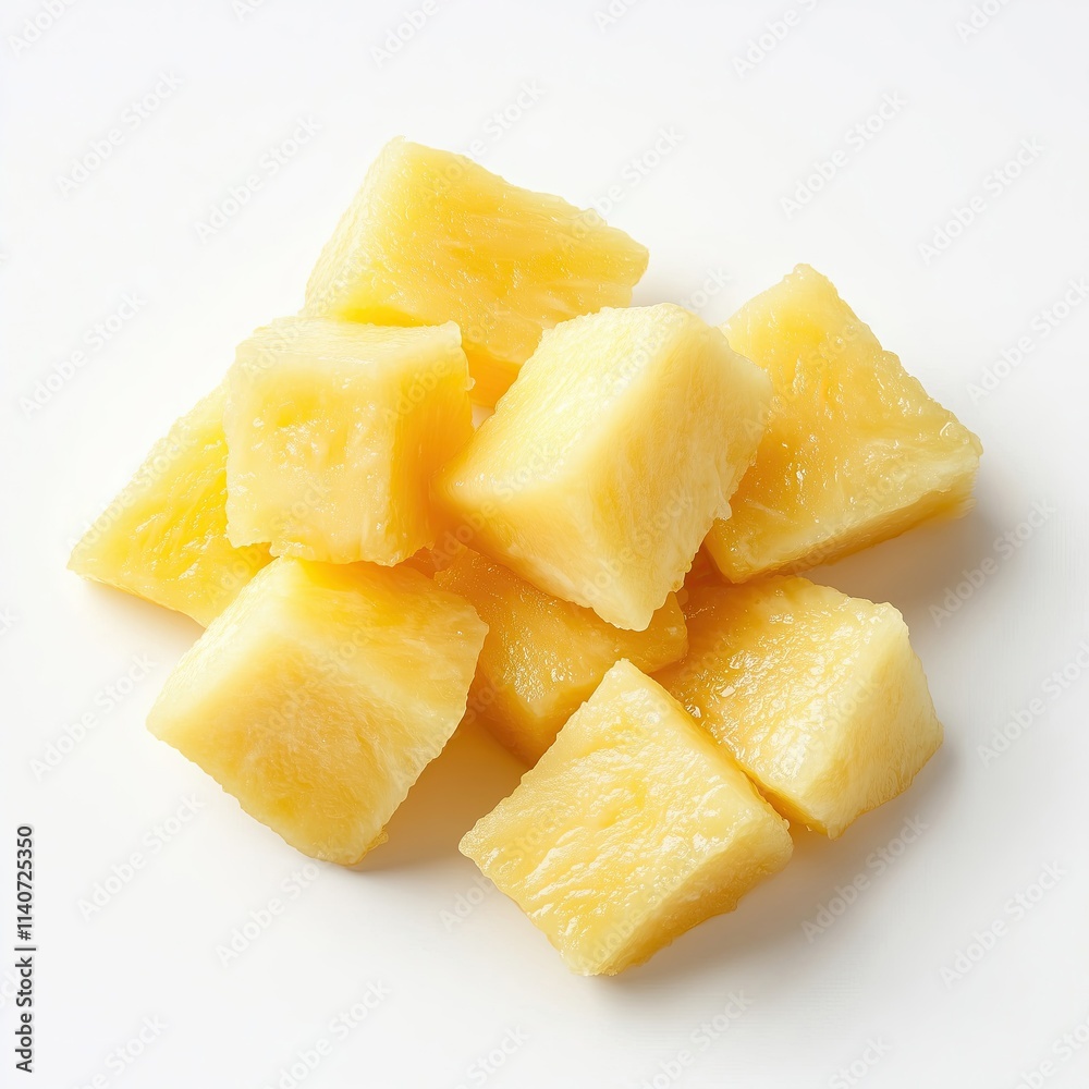 Fresh whole pineapple and sliced tropical fruit on white background. Natural organic ripe ananas isolated. Healthy food and wellness concept Fresh whole pineapple and sliced tropical fruit on white background. Natural organic ripe ananas isolated. Healthy food and wellness concept