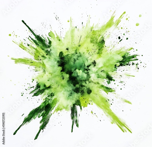 Vibrant Explosion of Green Hues on White Background photo