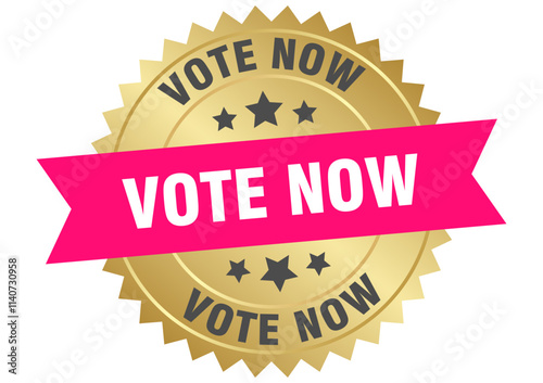 VOTE NOW label. sign isolated on transparent background