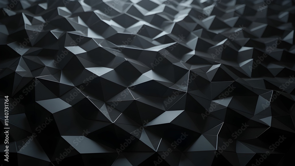 A futuristic dark background featuring a geometric pattern made of 3D triangular shapes. A futuristic dark background featuring a geometric pattern made of 3D triangular shapes.