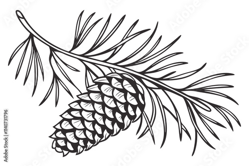 Christmas pinecone vector line art illustration