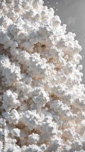 A dense mass of white foam suspended in mid-air without any visible attachment, air pocket, floating