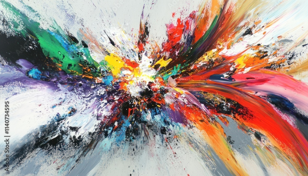 Abstract Painting with Vibrant Colors and Bold Strokes