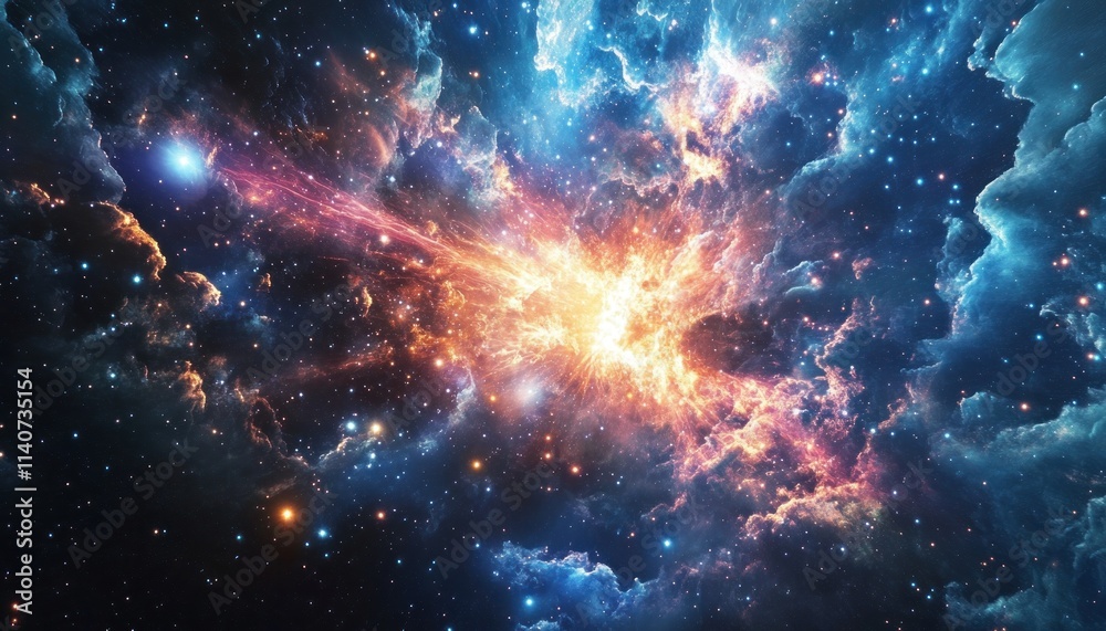 Obraz premium A Cosmic Explosion in a Starry Nebula