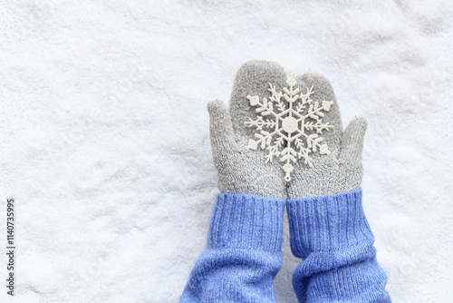 Female hands in warm mitten...