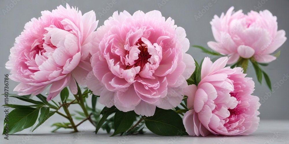 Soft pink peonies against a light gray background, pink flowers, background, soft pink Soft pink peonies against a light gray background, pink flowers, background, soft pink