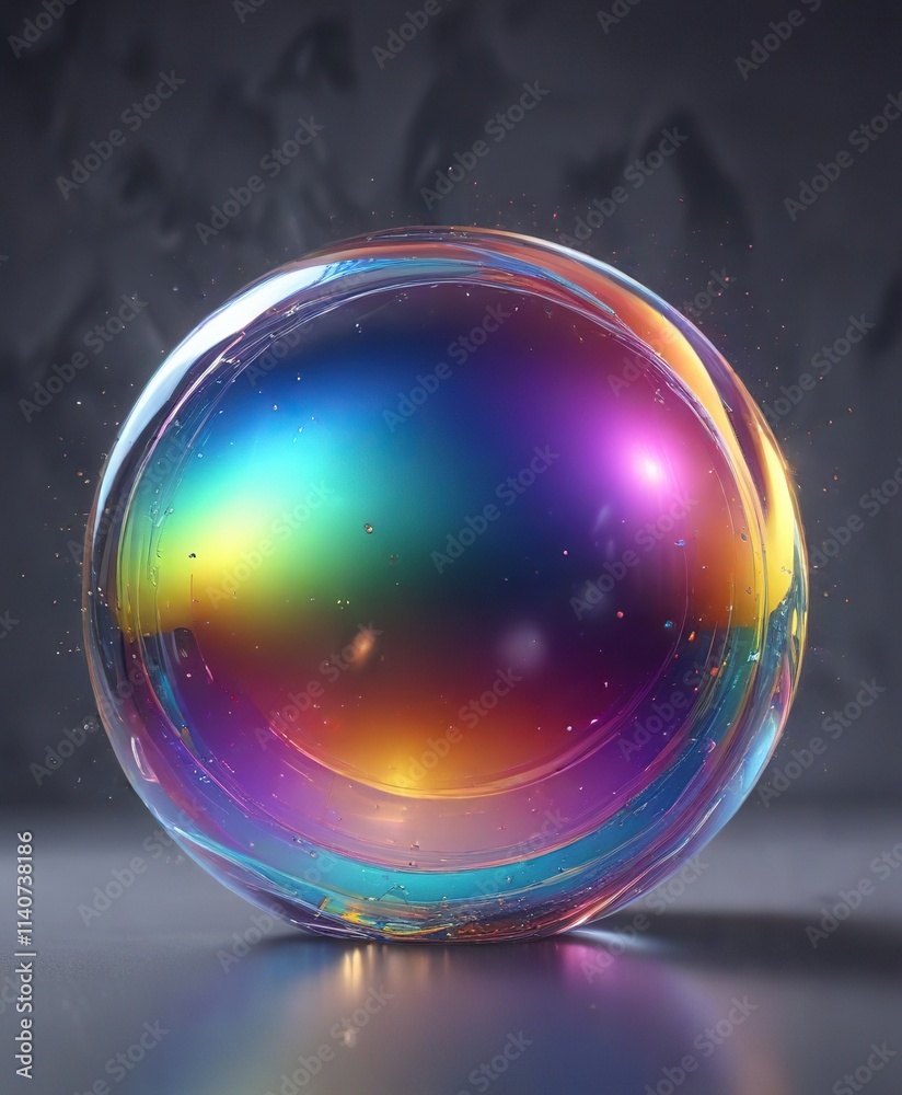 Sparkling rainbow contained within a delicate aeriform orb, light-as-air, orb Sparkling rainbow contained within a delicate aeriform orb, light-as-air, orb