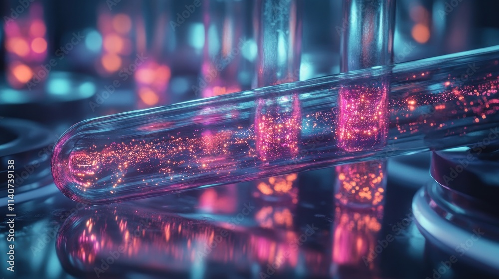Neon Glowing Test Tubes: A Futuristic Science Experiment
