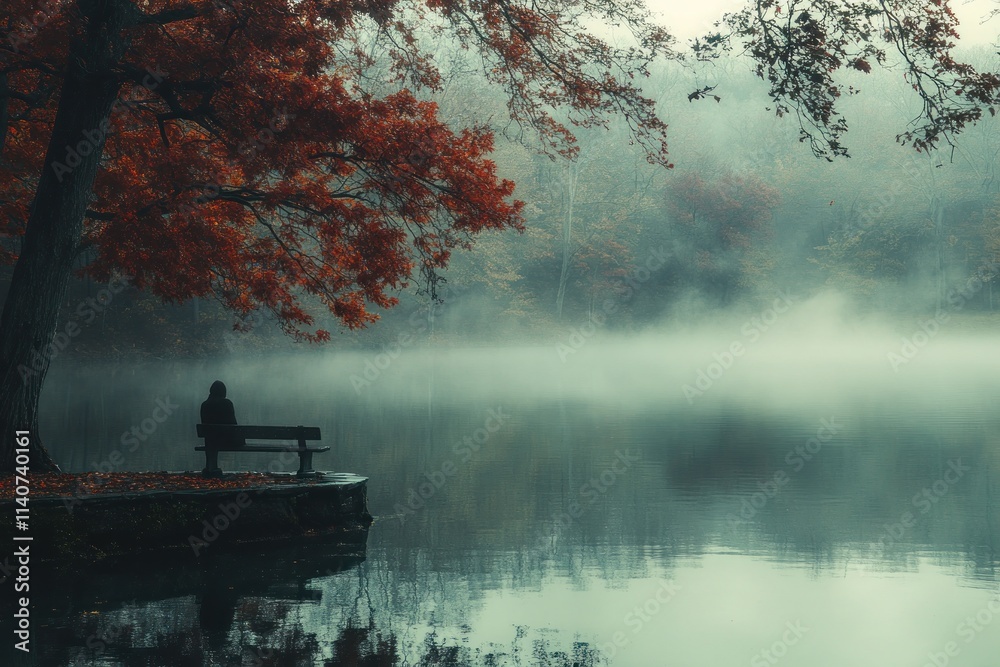 Fototapeta premium Solitude by the Misty Lake