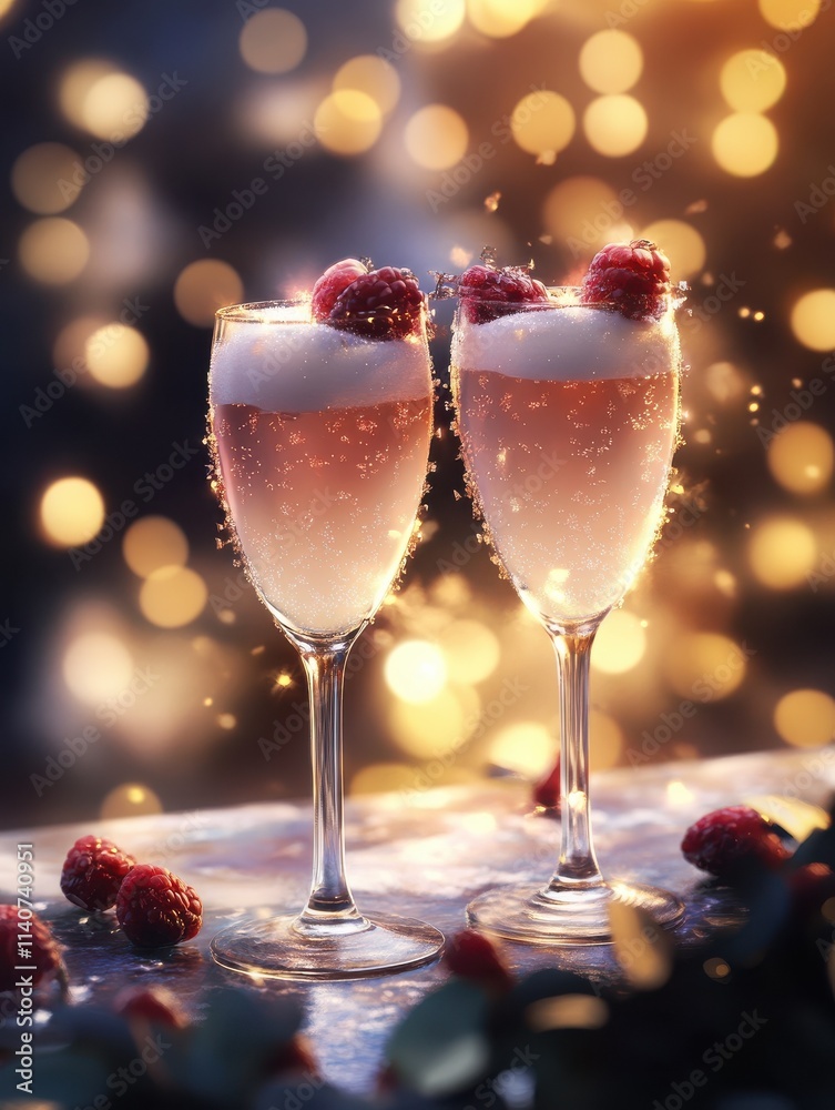 Champagne Glasses Clinking Bokeh Lights Celebration New Year Festivity Party Toast Sparkling Wine Champagne Glasses Clinking Bokeh Lights Celebration New Year Festivity Party Toast Sparkling Wine