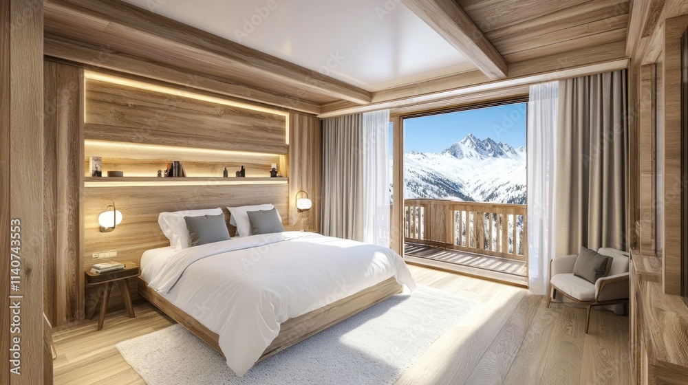 Luxury Mountain Chalet Bedroom with Stunning View Luxury Mountain Chalet Bedroom with Stunning View