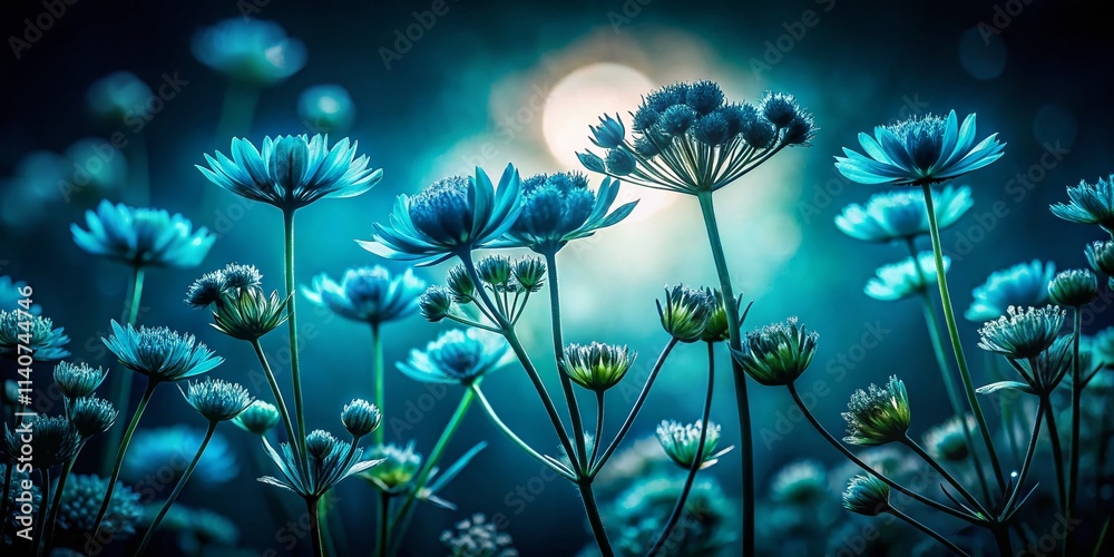 Teal Flower Silhouette Photography: Stunning Backlit Floral Silhouettes Against Vibrant Teal Background Teal Flower Silhouette Photography: Stunning Backlit Floral Silhouettes Against Vibrant Teal Background