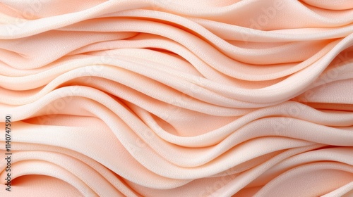 Soft Peach Fabric Drapery, Elegant Textured Waves