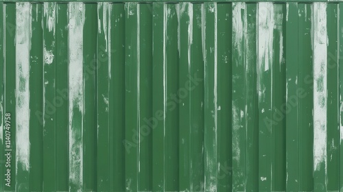 Vintage Green Shipping Container Wall Texture. Aged metal panels with weathered green paint. Perfect for industrial design or background use.