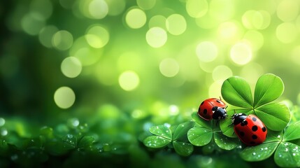 Happy New Year 2022 - lucky clover with ladybug - symbols for the New Year