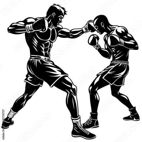 silhouette of boxers