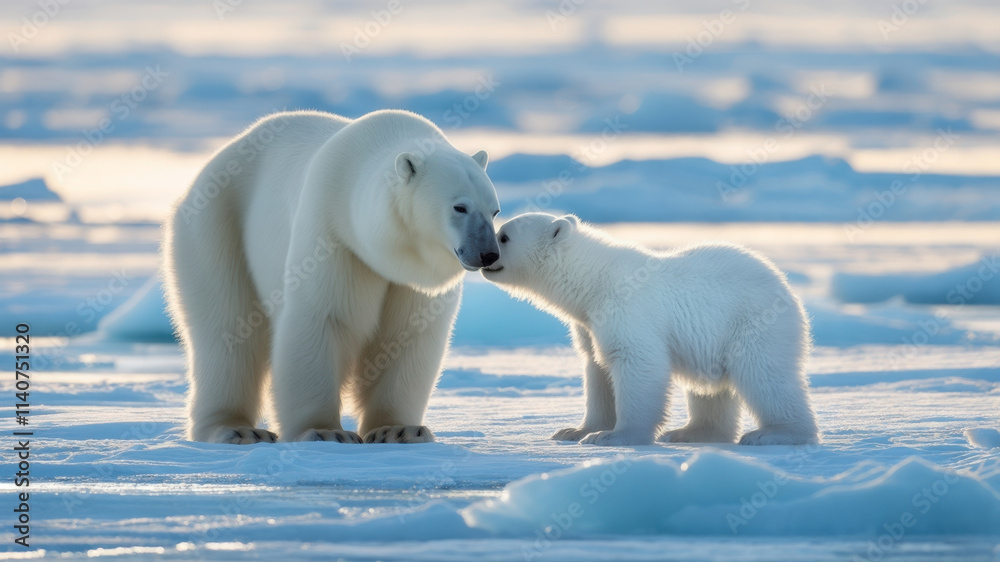 Polar bear with cub on the ice pack Polar bear with cub on the ice pack