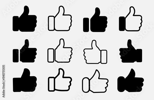 "Thumbs Up Like Icon in Contemporary Design, Ideal for Social Media Interfaces, Feedback Systems, or App Buttons"