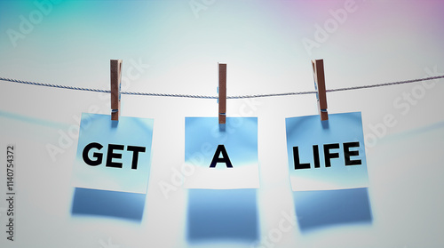 Paper notes with the phrase 