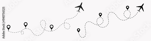 Airplane line path route travel