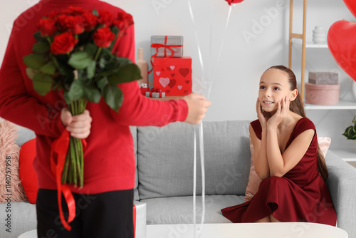 Little boy greeting happy g...