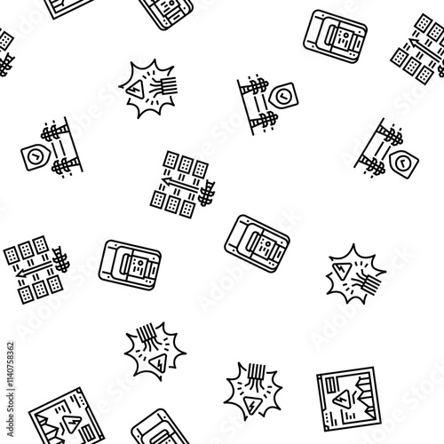 electric grid energy power vector seamless pattern thin line illustration