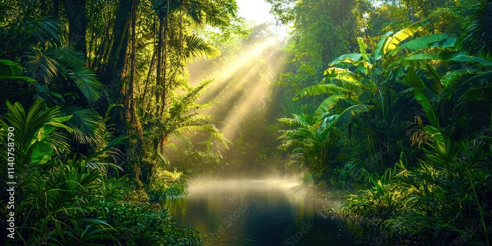 Obraz premium Forest with a river running through it