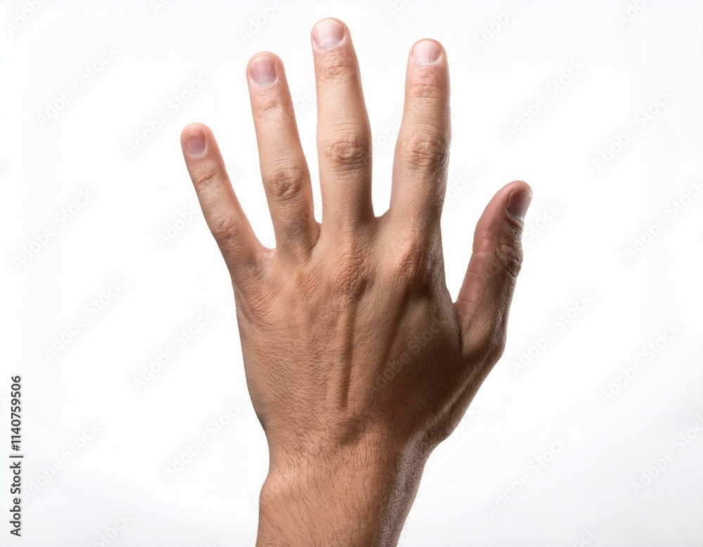 main d'un homme de dos et ouverte en ia sur fond blanc main d'un homme de dos et ouverte en ia sur fond blanc