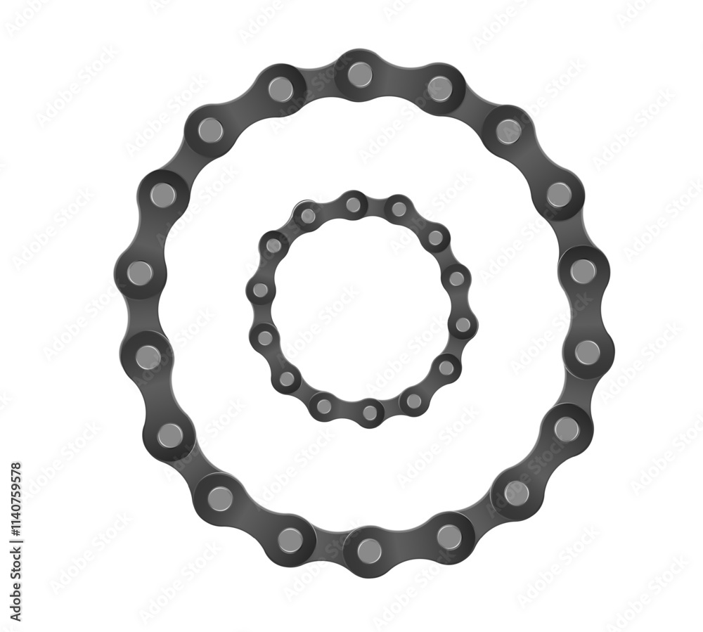 Collection of round bicycle chain border frames. Cycling line pattern. Motorcycle chain symbol. Chain machine sign. Vector Collection of round bicycle chain border frames. Cycling line pattern. Motorcycle chain symbol. Chain machine sign. Vector