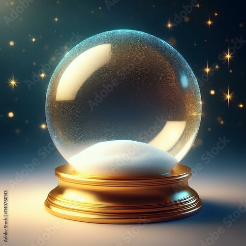 boule à neige avec socle doré à remplir, boule magique en ia