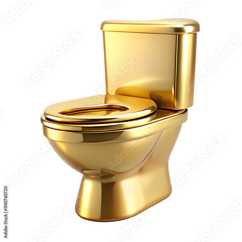 Golden Luxury Toilet isolated on white background as transparent. PNG