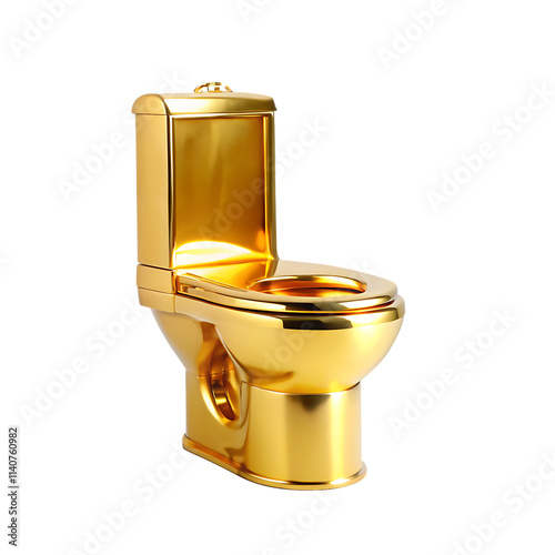 Golden Luxury Toilet isolated on white background as transparent. PNG