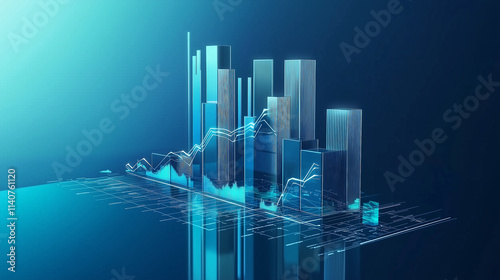 Futuristic financial graphs and market analytics